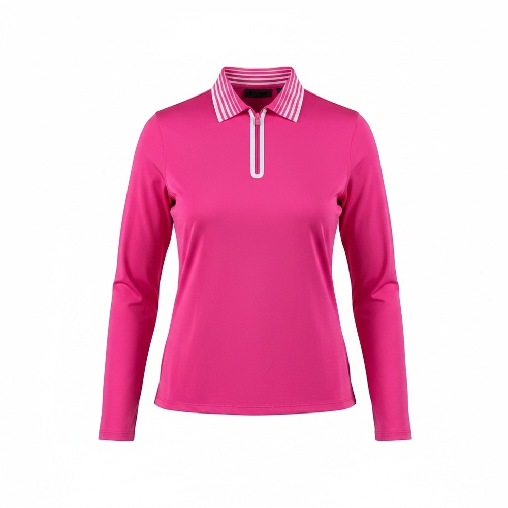 G/FORE Womens Long Sleeve Quarter Zip Tech Polo Pink UPF 50+ GLP000001A XL NEW